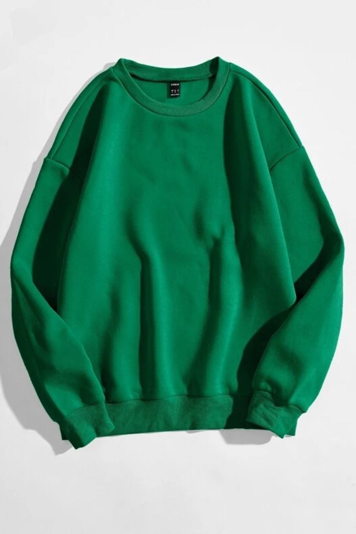 MODAGEN Unisex Lacivert Düz Renk Bisiklet Yaka Oversize Sweatshirt