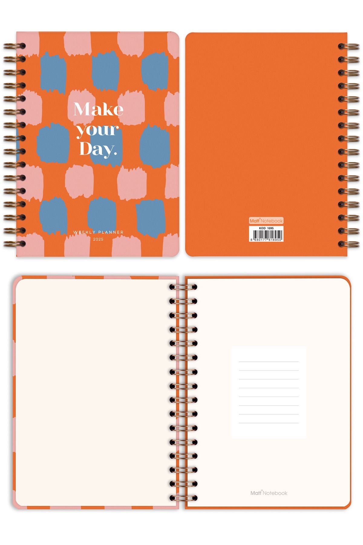 Matt Notebook 2025 Yılı A5 Ajanda Spiralli 15x21 cm - 12 Aylık