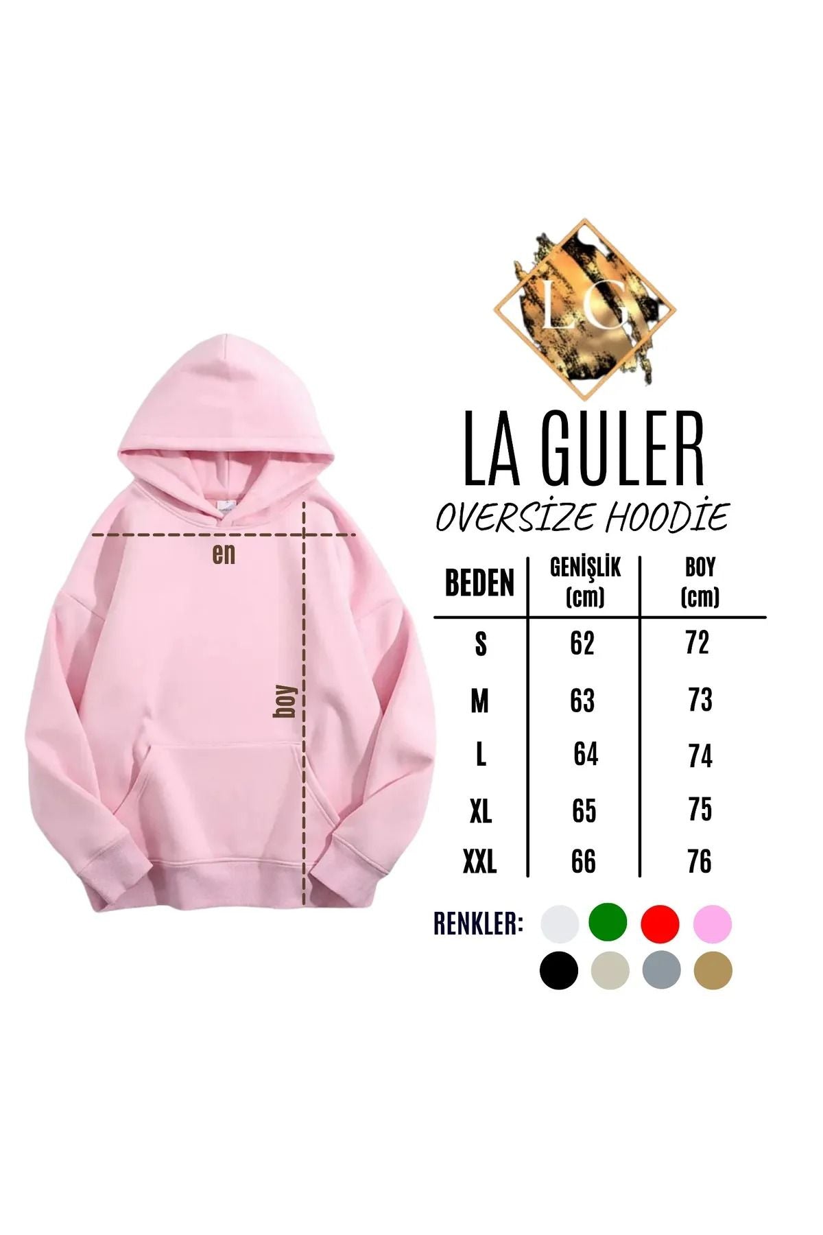 LA GULER Unisex Basic Kapüşonlu Baskısız Düz Oversize Geniş 3 Iplik %100 Pamuklu Hoodie Sweatshirt..