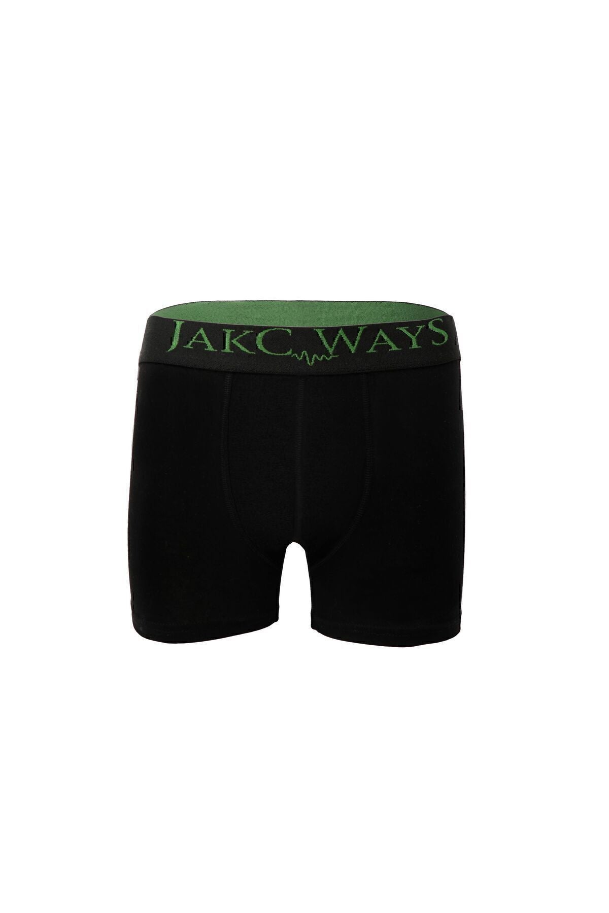 JAKC WAYS Erkek Boxer Siyah 6'lı Paket Premium Pamuklu Likralı Boxer