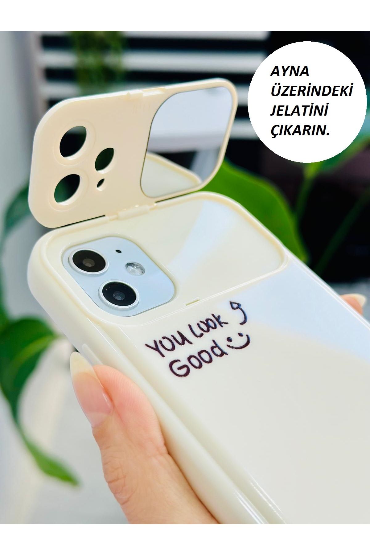 Go Aksesuar Iphone 15 - 14 - 13 Uyumlu Aynalı Yaprak Model Silikon Kılıf