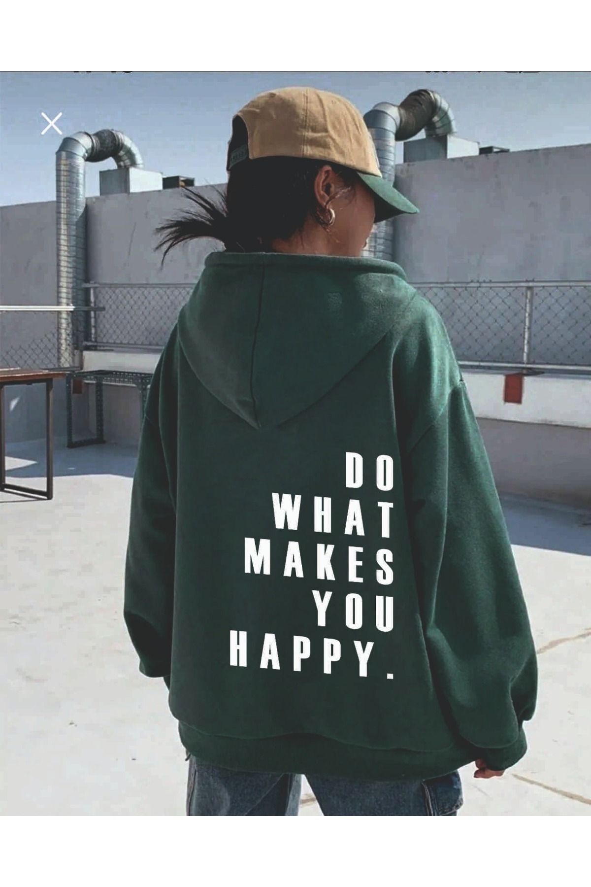 AFROGİYİM Do What Makes Happy You Baskılı Oversize Hoodie