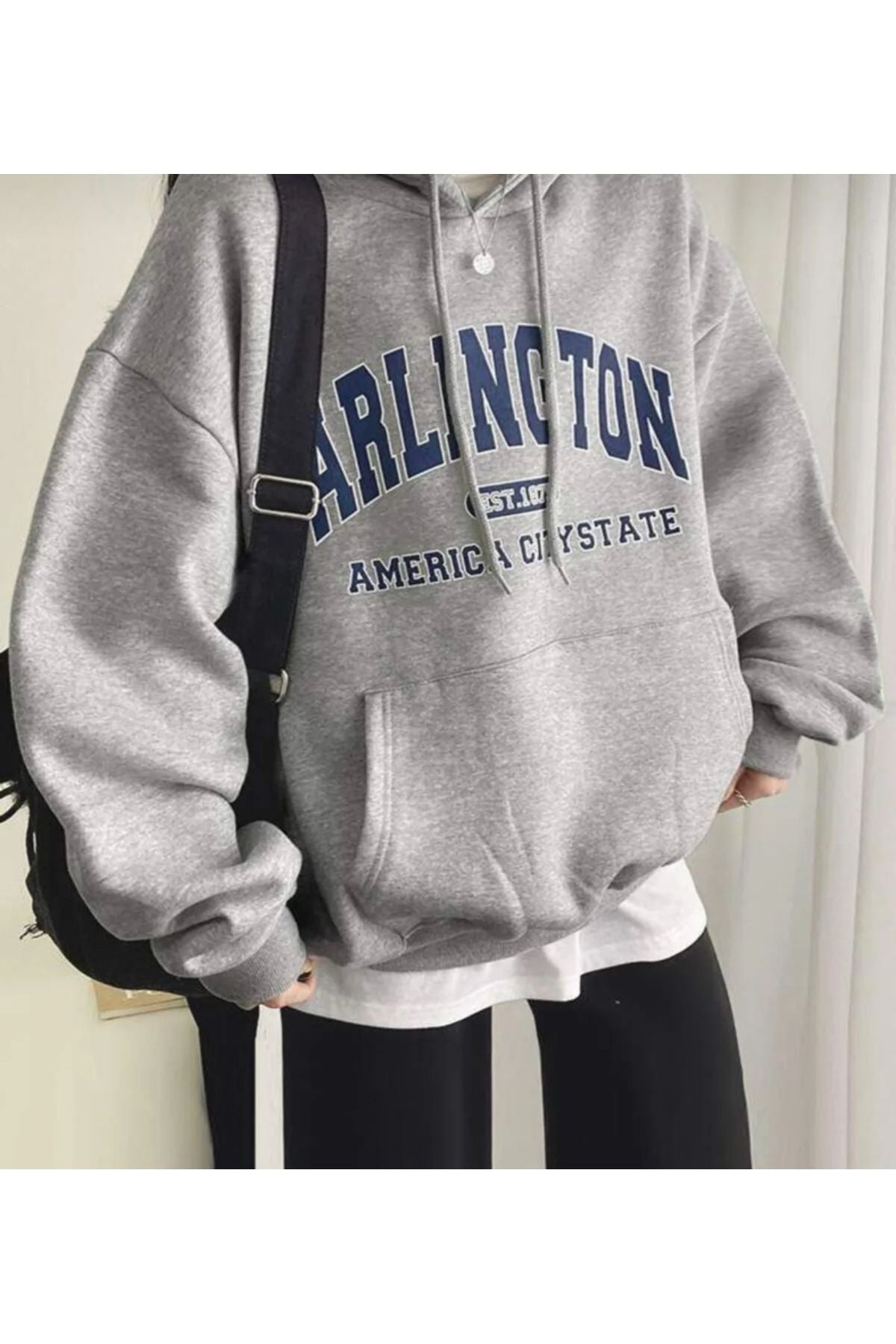 Vantage Kadın Arlington American City State Baskılı Oversize Kapşonlu Sweatshirt