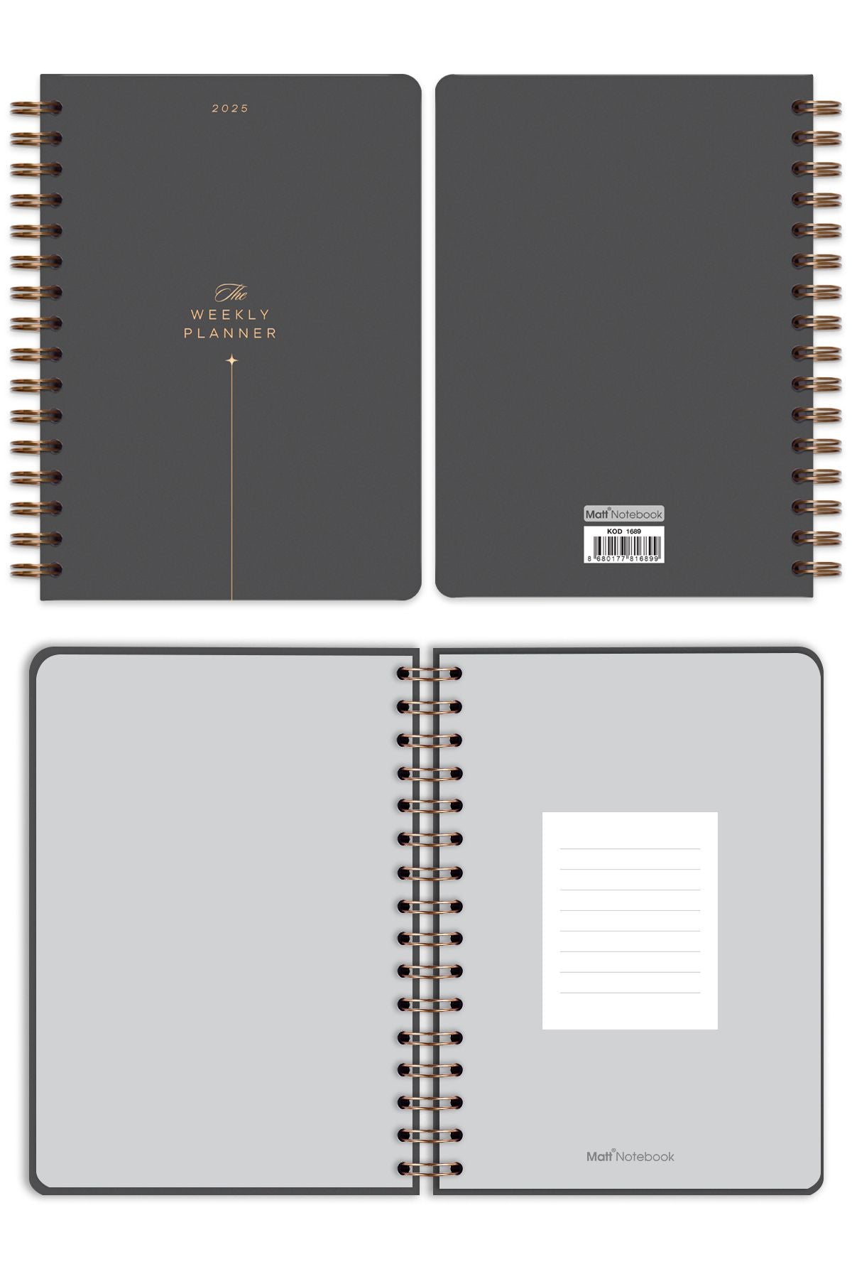 Matt Notebook 2025 Yılı A5 Ajanda Spiralli 15x21 cm - 12 Aylık Papatyalar