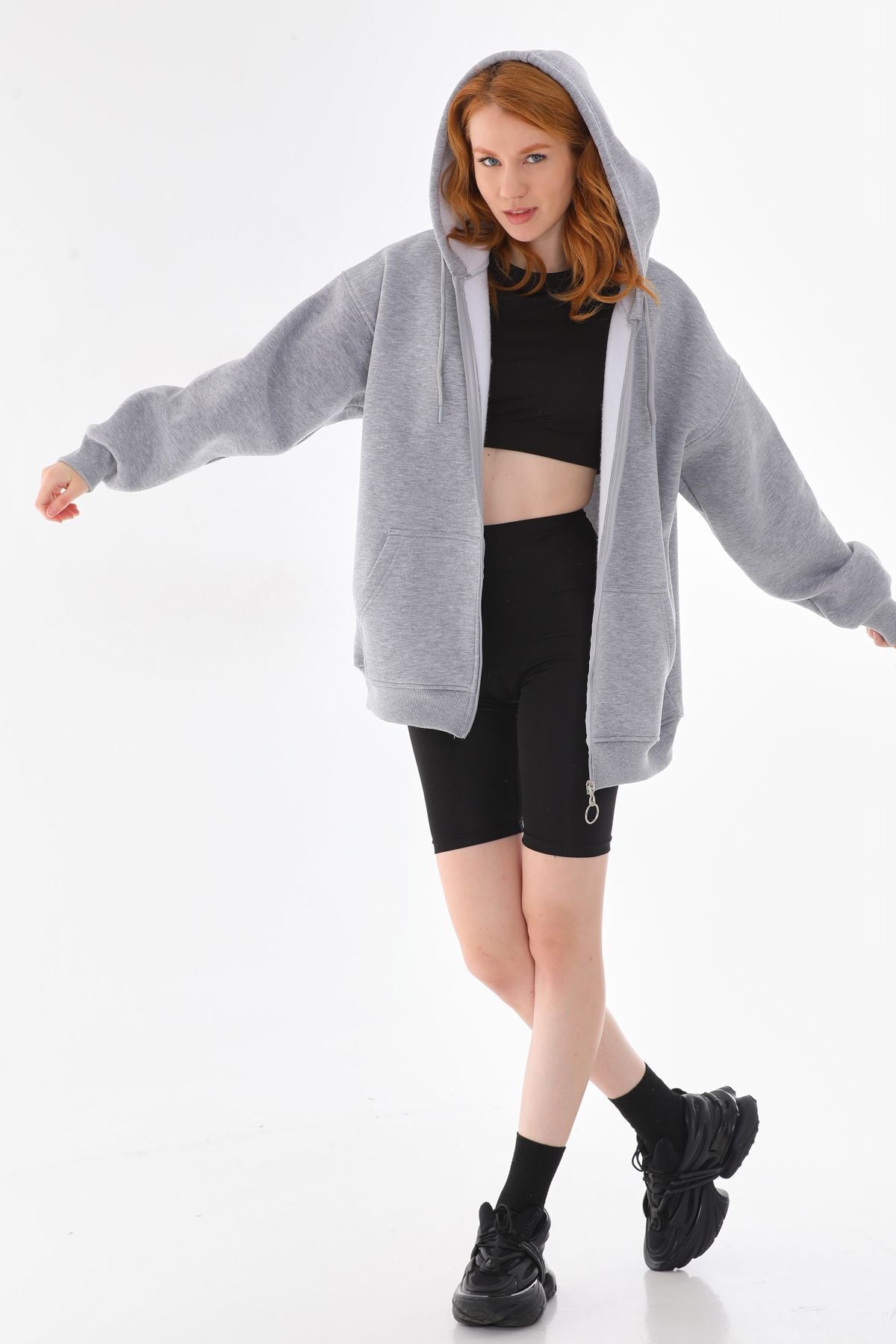 Batı Styling Lisa Fermuarlı Oversize Sweatshirt