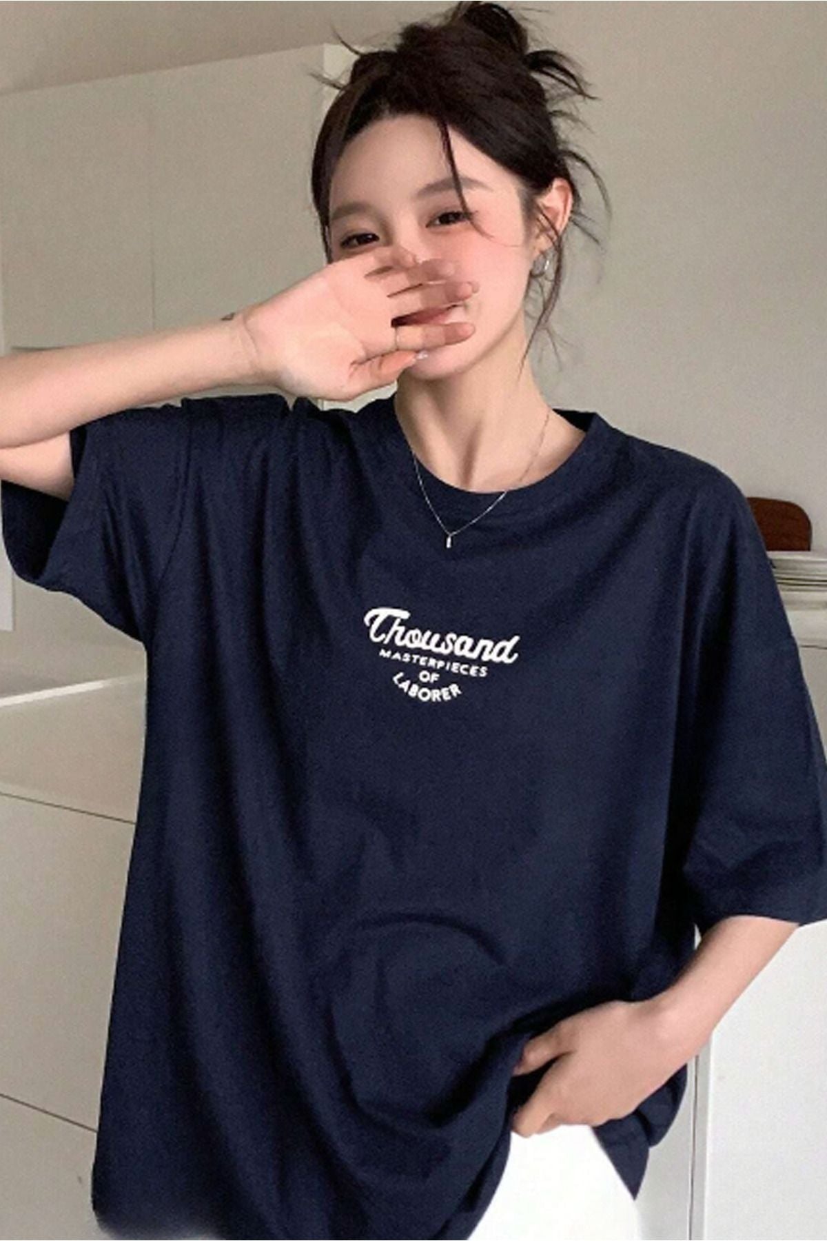 CLAYES Thousand Süprem T-Shirt - Nefti Yeşil Baskılı Oversize Bisiklet Yaka Kısa Kol Tişört