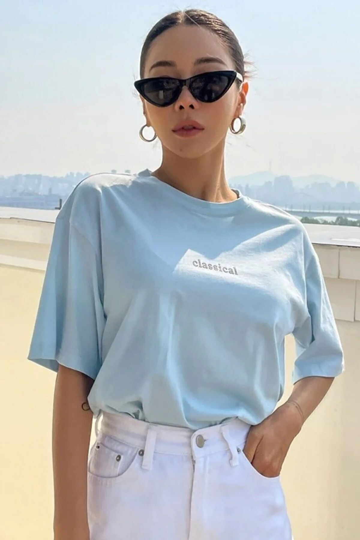 uyguntarz Unisex Classical Baskılı Oversize Tshirt