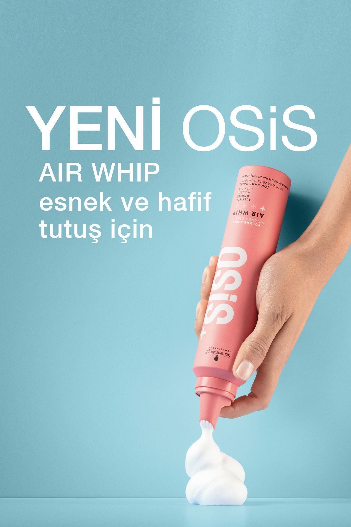 Osis Air Whip Hacim Ve Tutuş Sağlayan Esnek Köpük 200ml | Nemli Saç Hissi, Isı Koruma