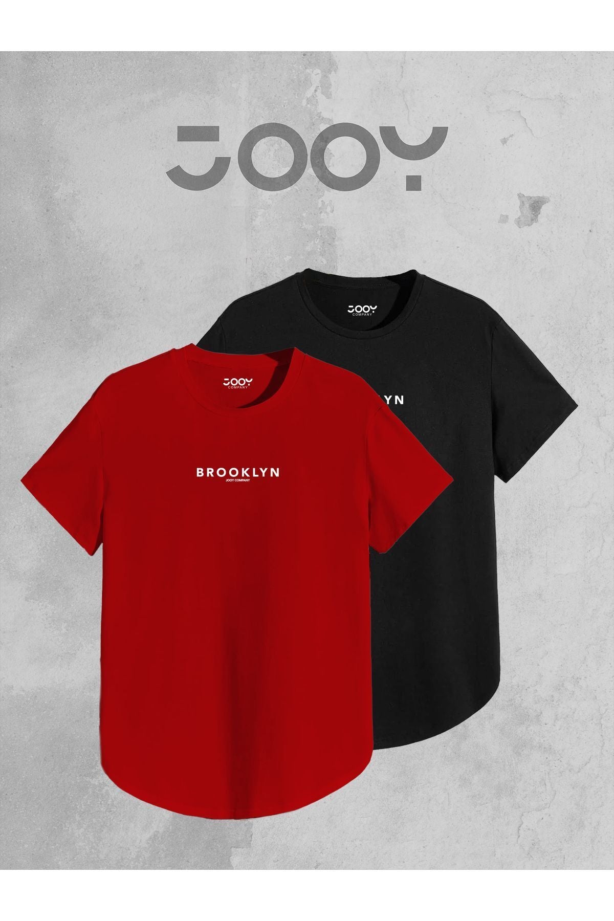 Jooy Company Brooklyn Baskılı Siyah Beyaz Oval Kesim Tshirt 2'li Set