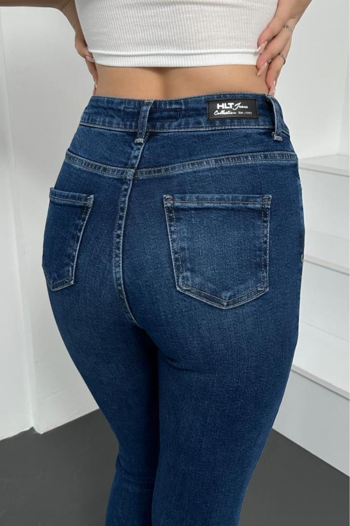 HLT JEANS Gri Kadın Skinny Fit Jean Yüksek Bel Likralı Esnek Kot Pantolon JENNİE-GRİ