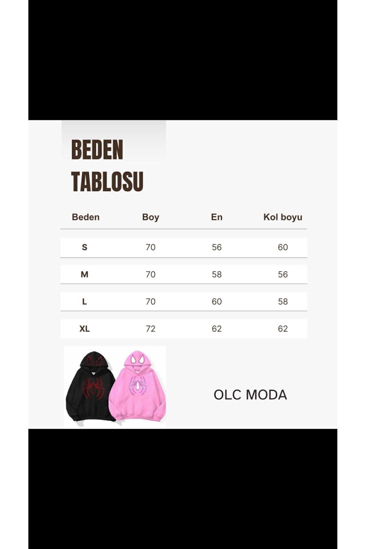 OLCMODA Unisex Örümcek Baskılı 3 Iplik Organik Pamuklu Oversize Sevgili Çift Kombini Kapüşonlu Hoodie