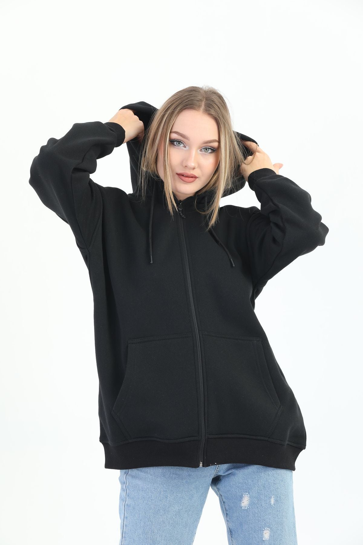 Batı Styling Lisa Fermuarlı Oversize Sweatshirt