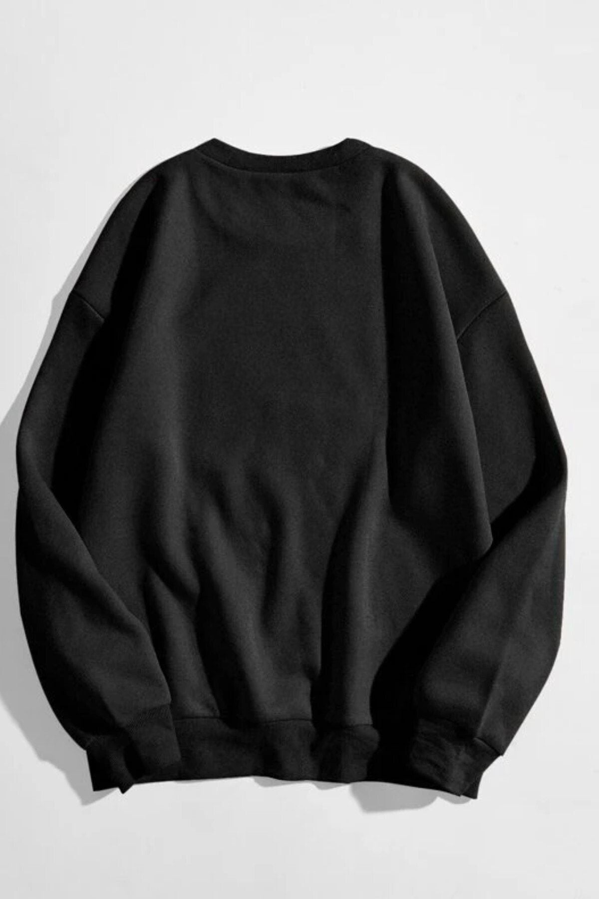 MODAGEN Unisex Lacivert Düz Renk Bisiklet Yaka Oversize Sweatshirt