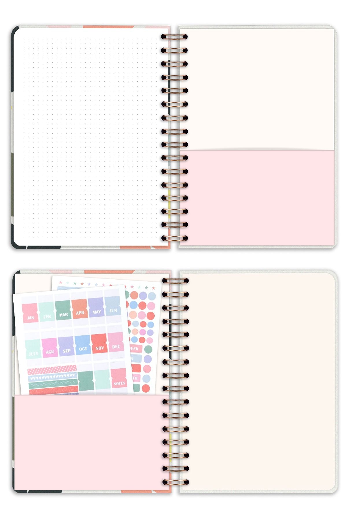 Matt Notebook 2025 Yılı A5 Ajanda Spiralli 15x21 cm - 12 Aylık Papatyalar