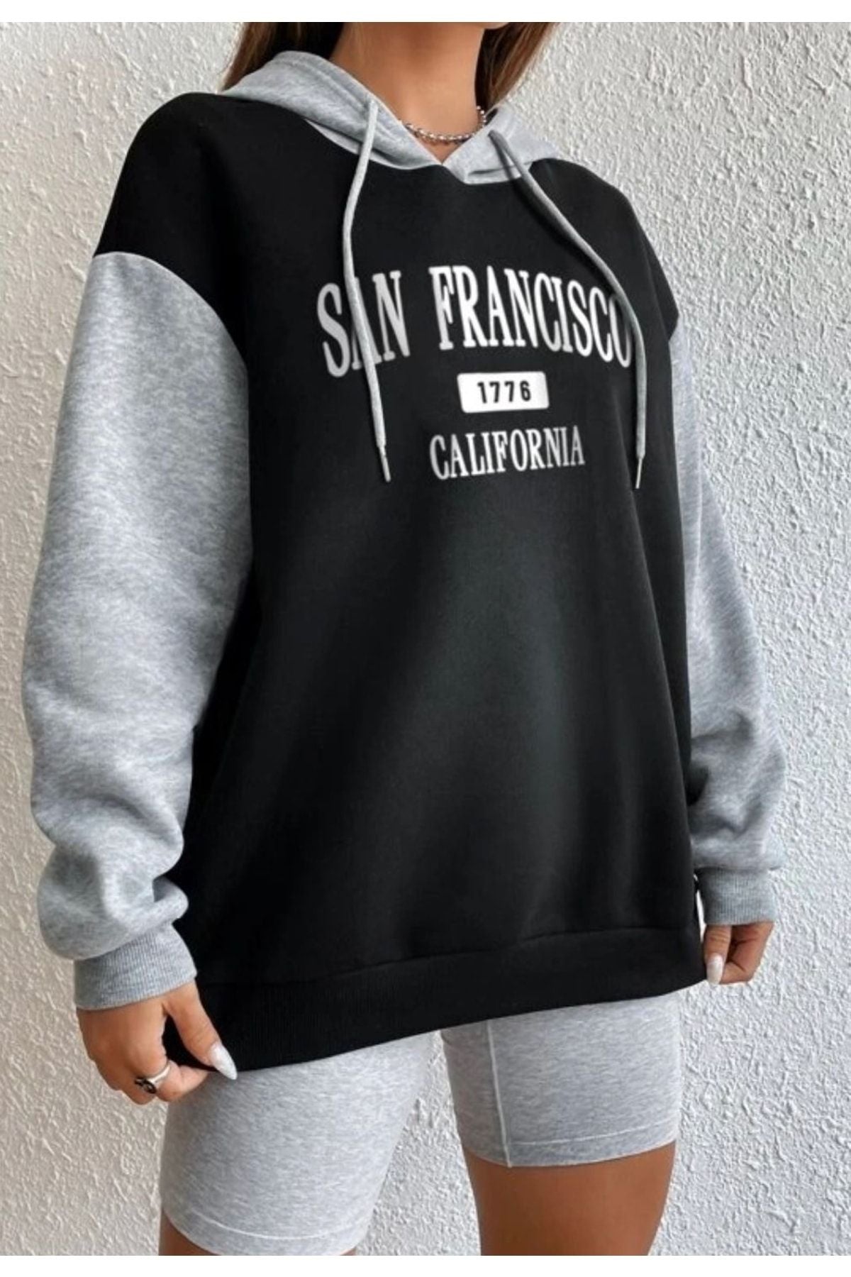 trendgar Sanfransisco Baskılı Kapşonlu Sweayshirt snco