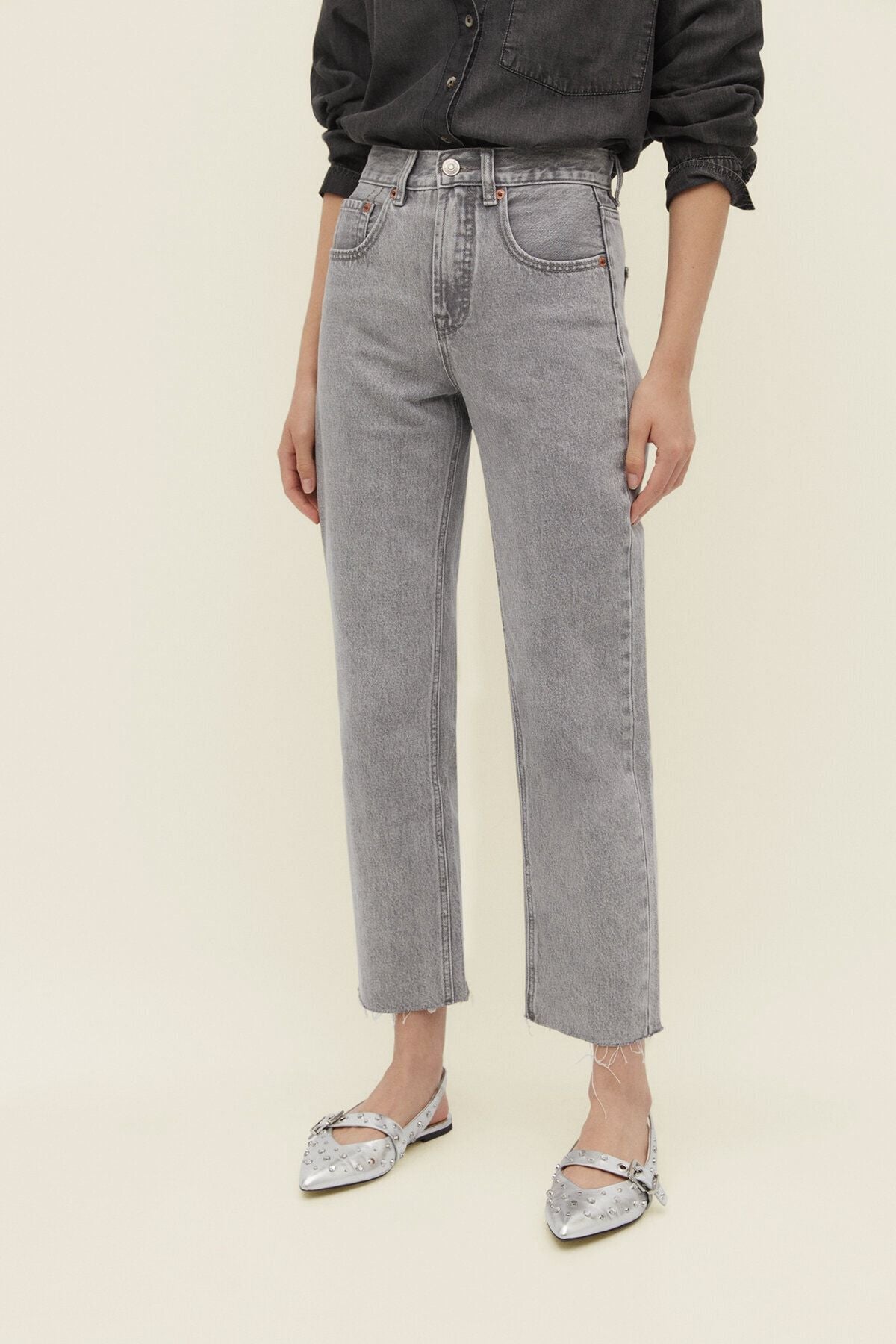 Stradivarius D96 crop straight fit jean