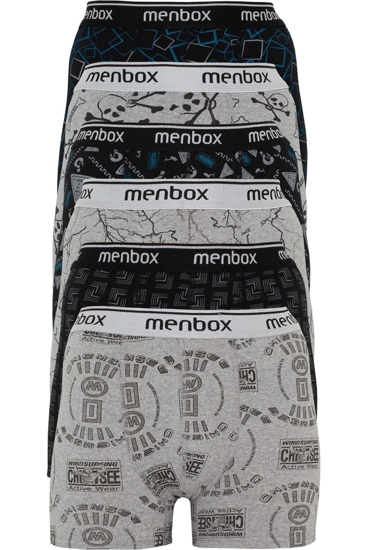 MENBOX 12 Li Desenli Likralı Klasik Erkek Boxer