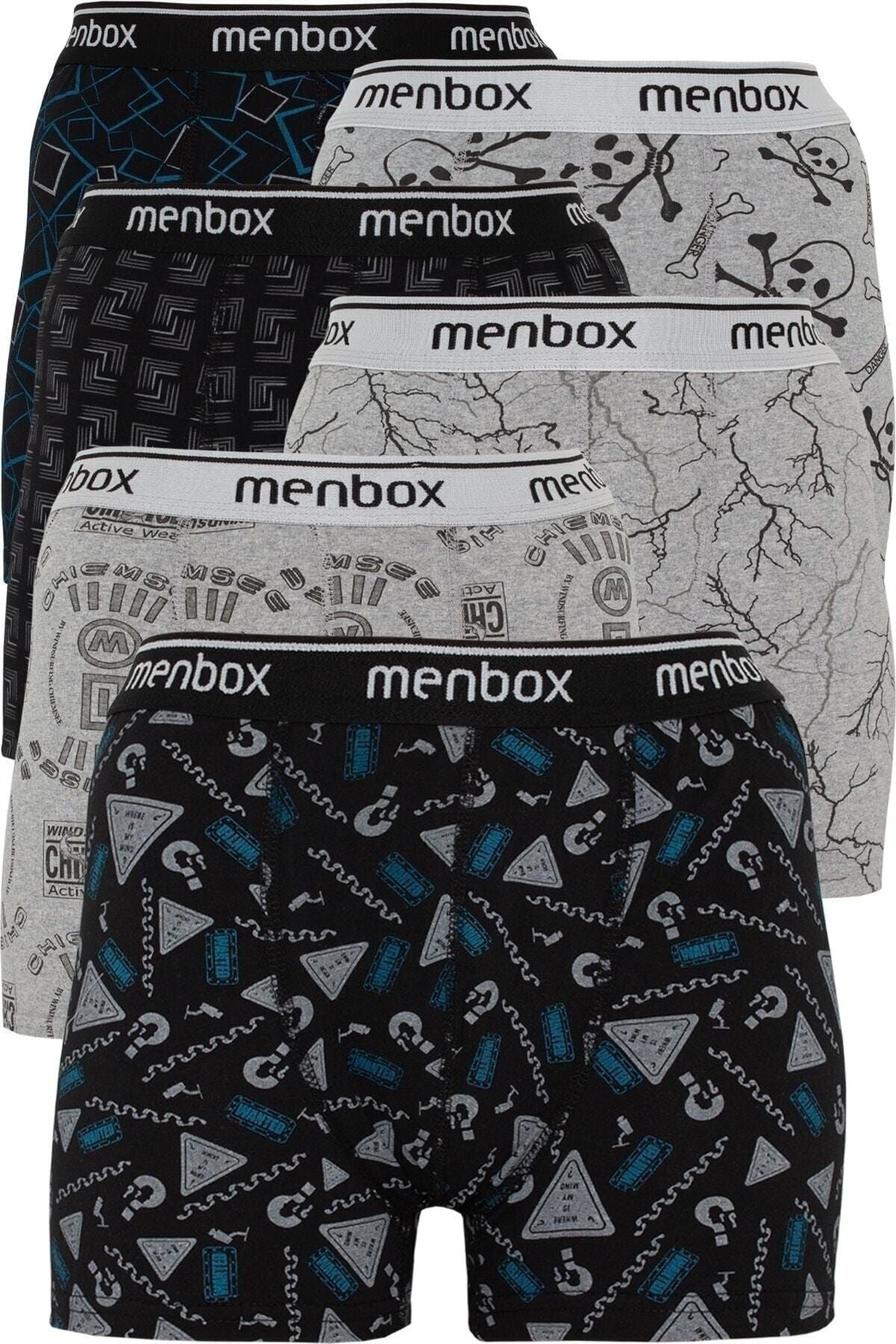 MENBOX 12 Li Desenli Likralı Klasik Erkek Boxer